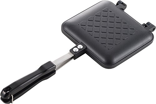 ヨシカワ ホットサンドメーカー 焼き目がサクサク シングル フッ素加工 ななめ焼き目 ガス火専用 SJ2408 ブラック 全幅/35cm